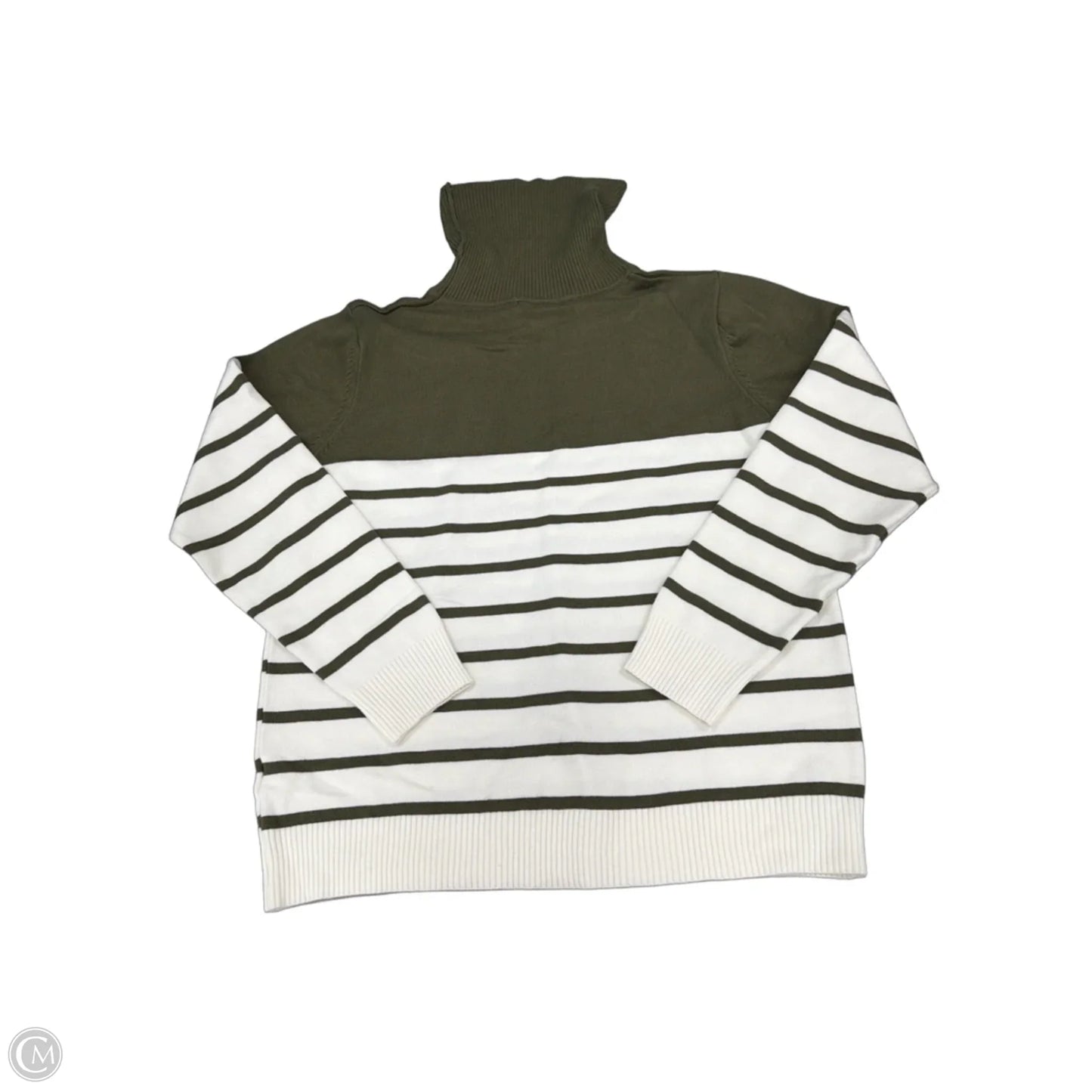 Sweatshirt Collar By Kirundo In Green & White, Size: M