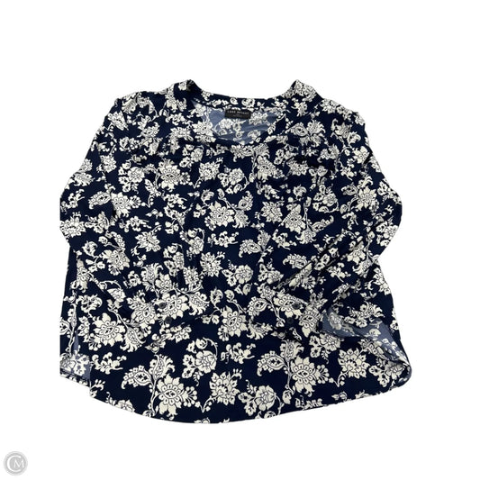 Top Long Sleeve By Lane Bryant In Blue & White, Size: 2x
