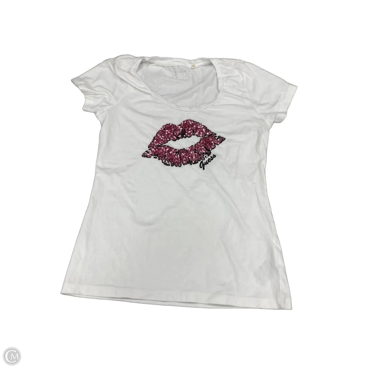 Top Short Sleeve Basic By Guess In White, Size: L