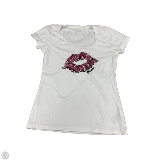 Top Short Sleeve Basic By Guess In White, Size: L