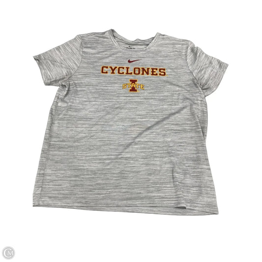 Athletic Top Short Sleeve By Nike In Grey, Size: L