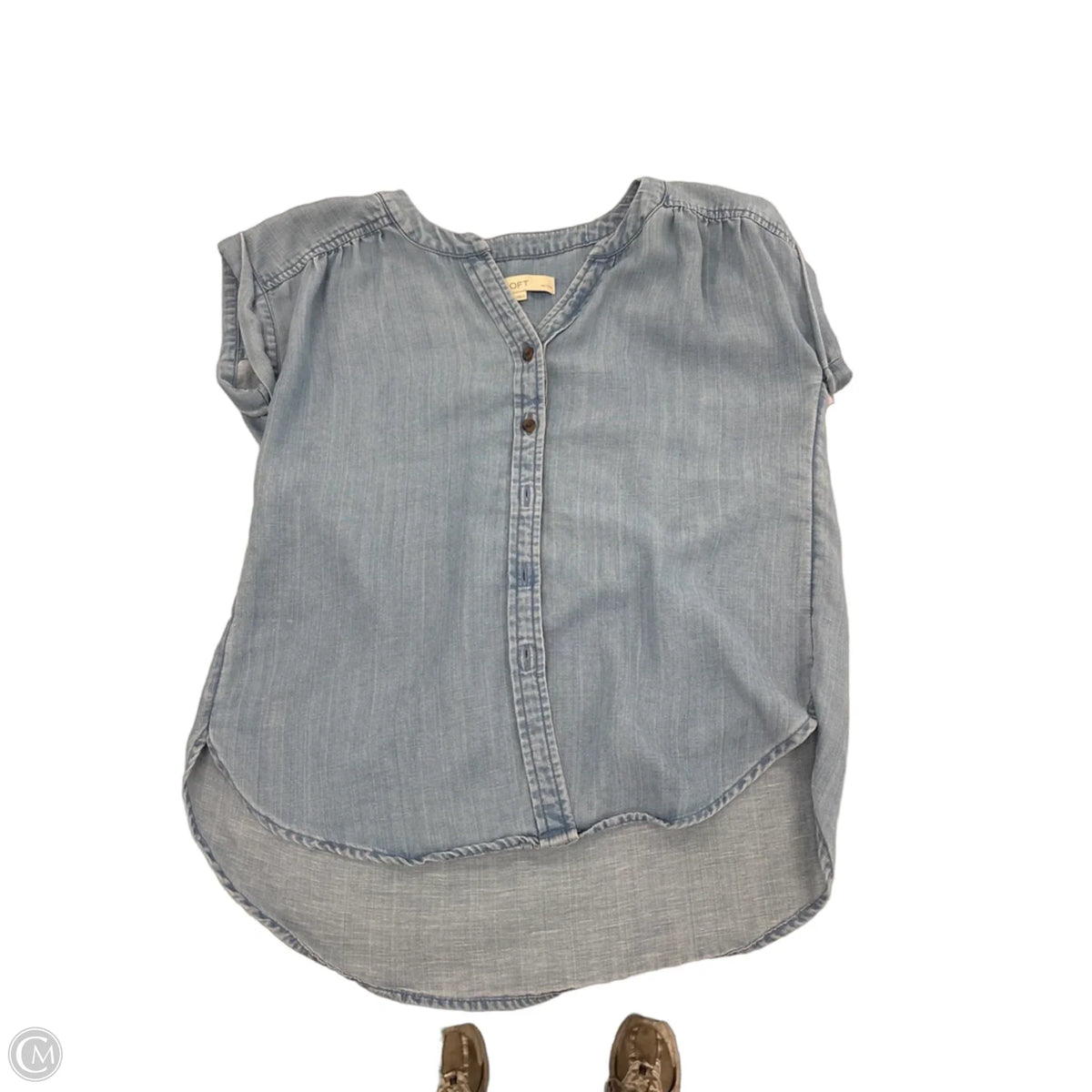 Top Short Sleeve Basic By Loft In Blue Denim, Size: Xxs