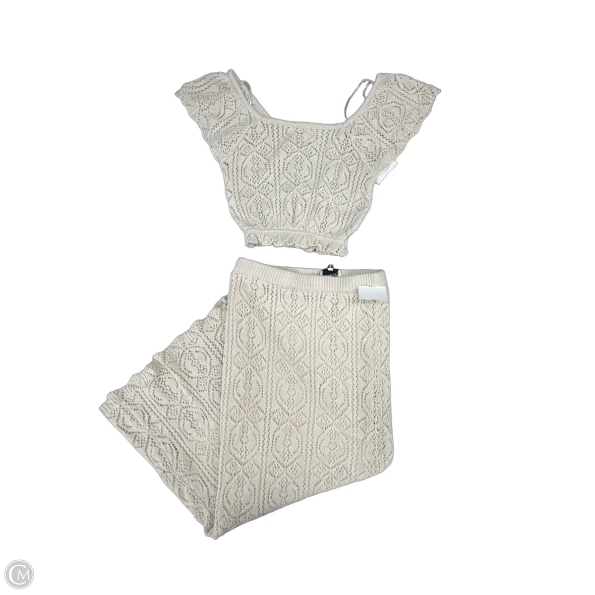 Top 2pc Short Sleeve By Freshman In Cream, Size: S