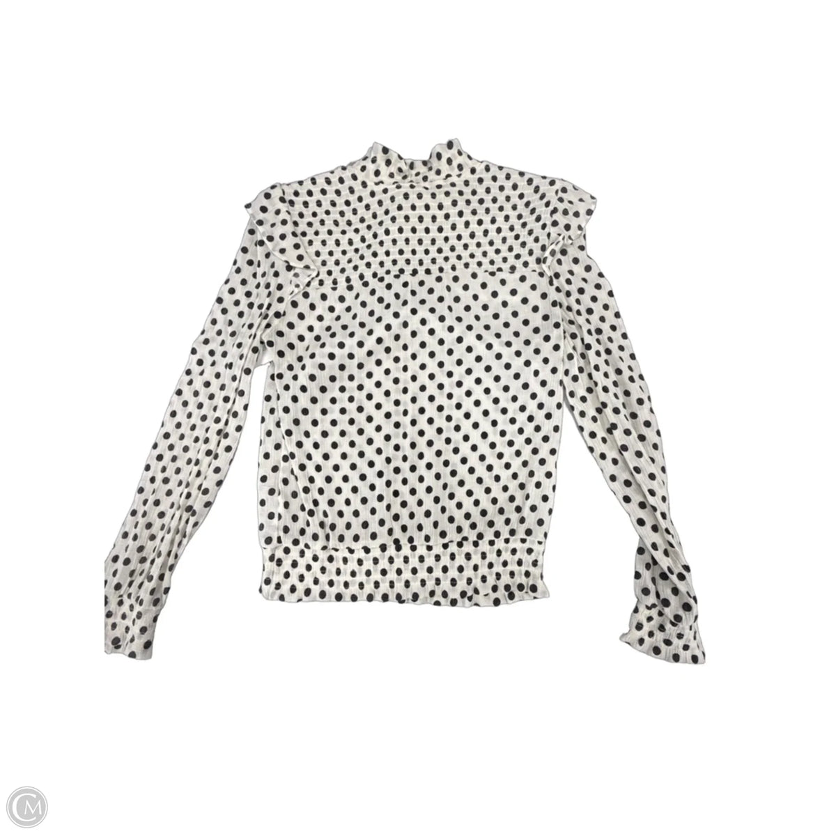 Top Long Sleeve By Blu Pepper In Polkadot Pattern, Size: M