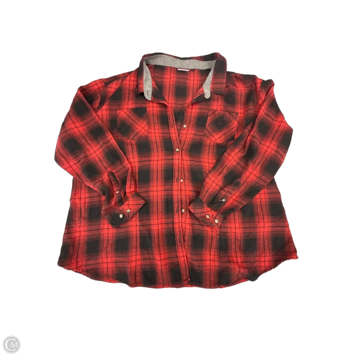 Top Long Sleeve By Cmf In Plaid Pattern, Size: 3x