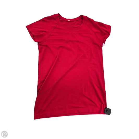 Athletic Top Short Sleeve By Lululemon In Red, Size: 10