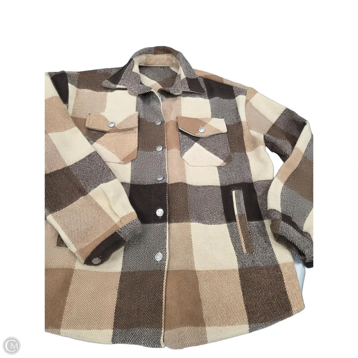 Jacket Shirt By Cmf In Brown, Size: L
