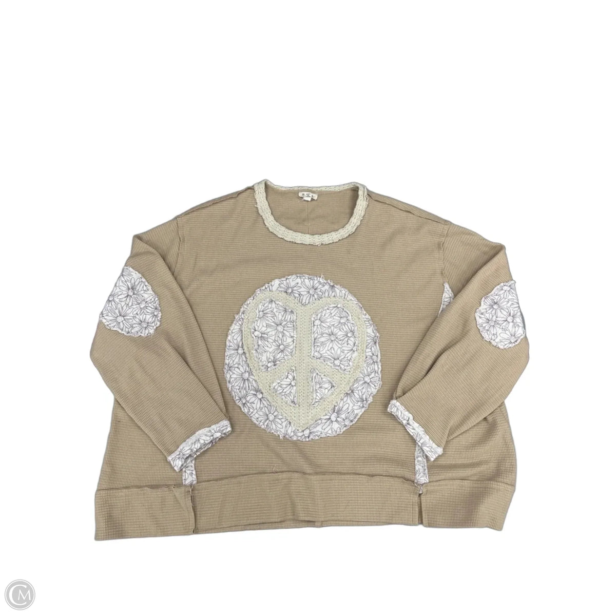 Top Long Sleeve By Pol In Tan, Size: L
