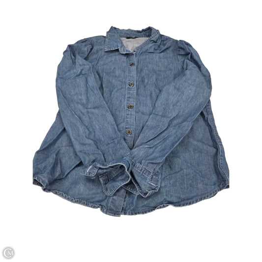 Top Long Sleeve Designer By Frye In Blue Denim, Size: S