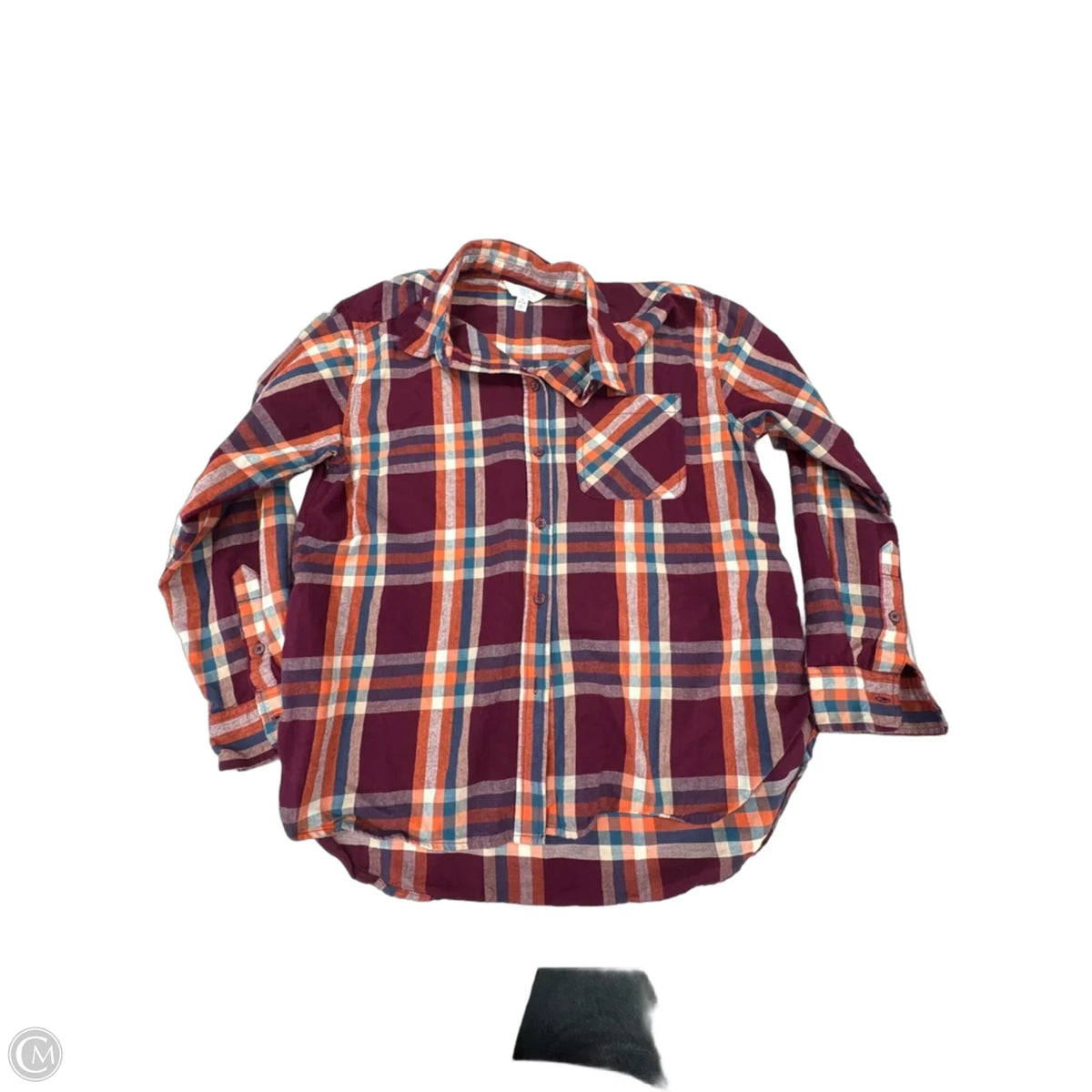 Top Long Sleeve By Time And Tru In Plaid Pattern, Size: M