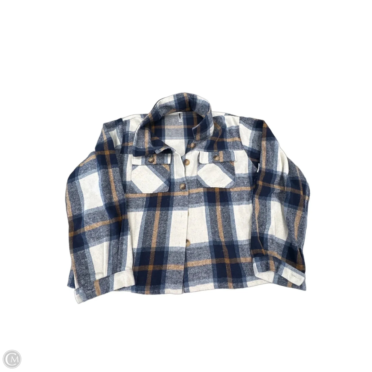 Top Long Sleeve By Cmf In Plaid Pattern, Size: L