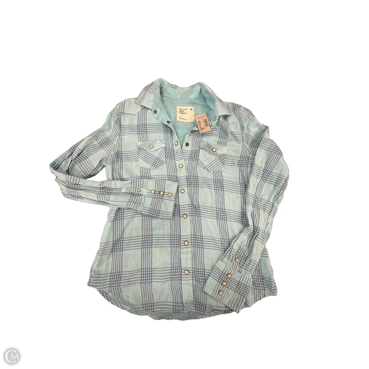 Top Long Sleeve By American Eagle In Teal, Size: S