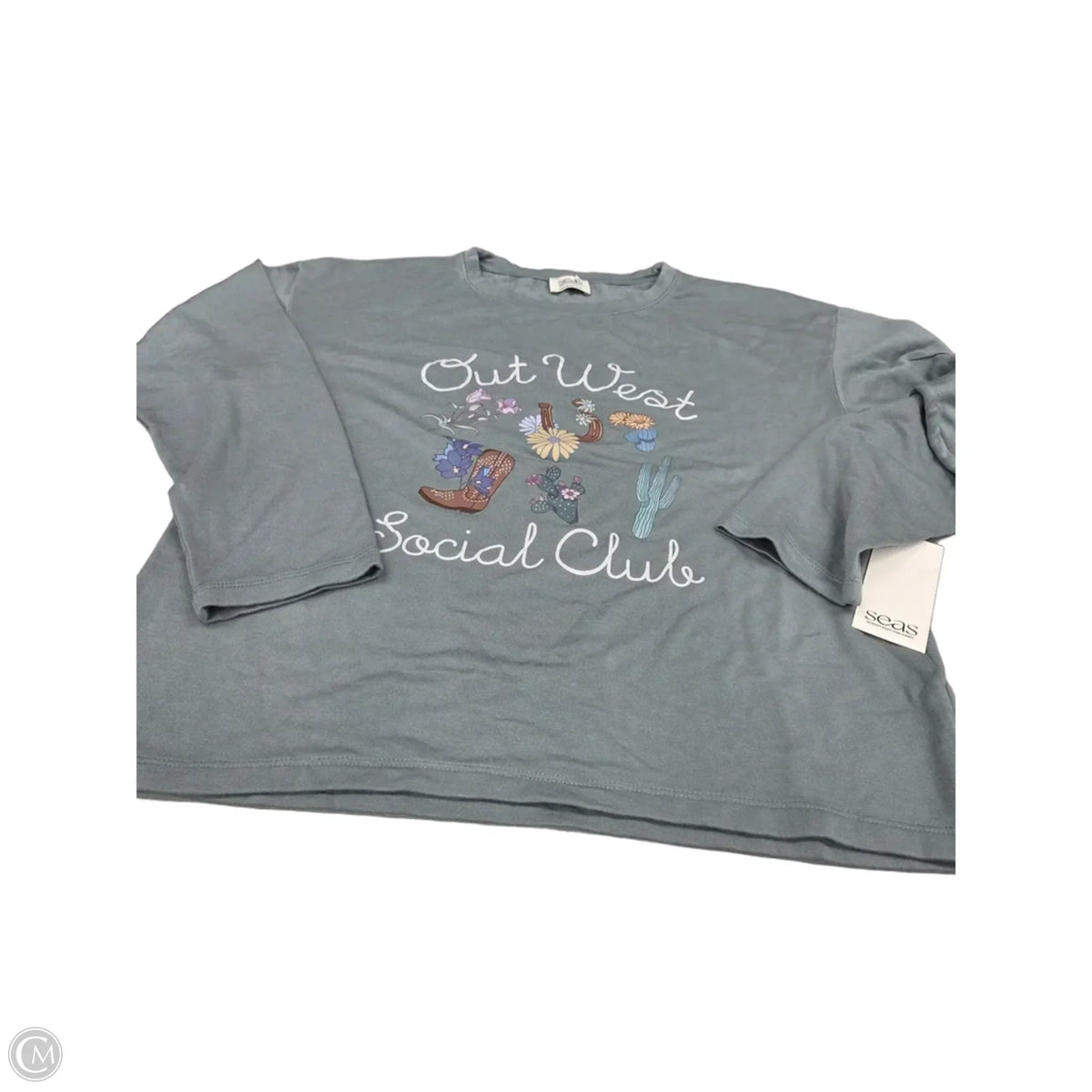 Top 2pc Long Sleeve By Cme In Blue, Size: M