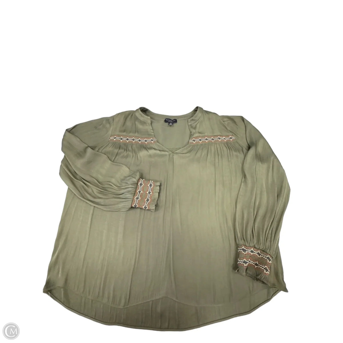 Top Long Sleeve By Current Air In Green, Size: S