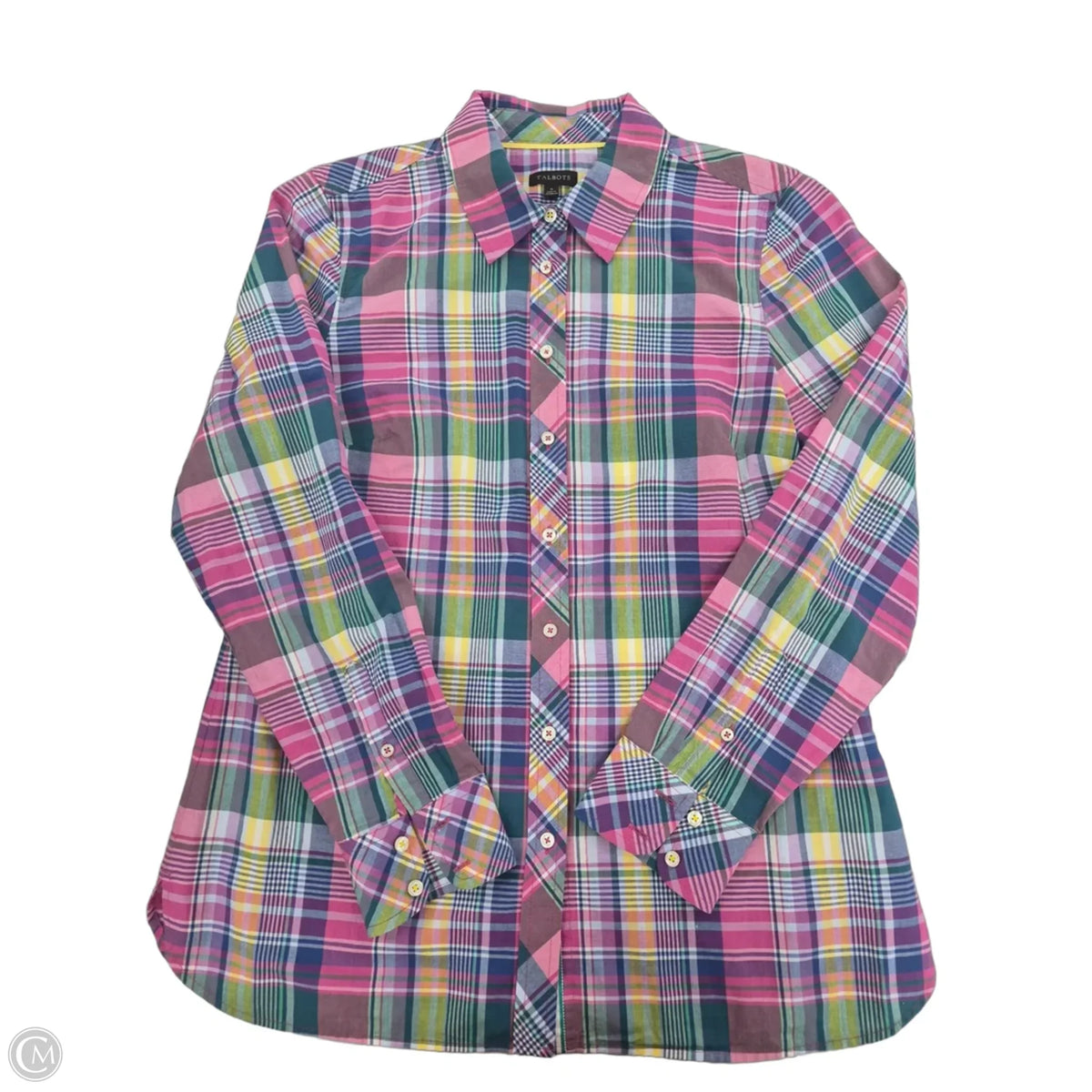 Top Long Sleeve By Talbots In Plaid Pattern, Size: S