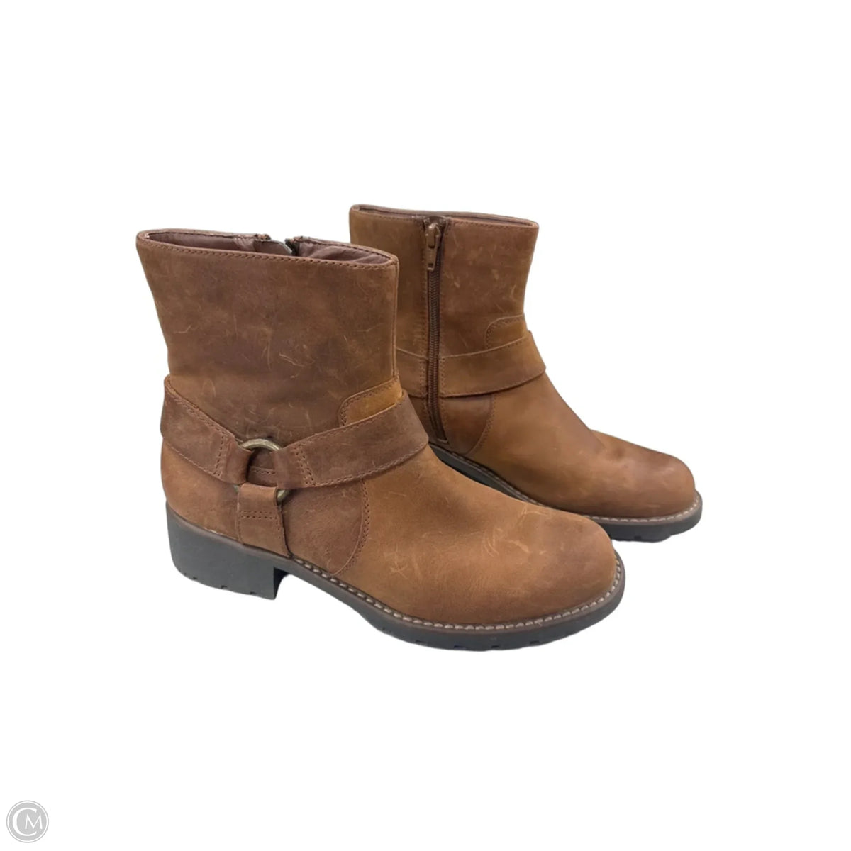Boots Ankle Flats By Clarks In Brown, Size: 8.5