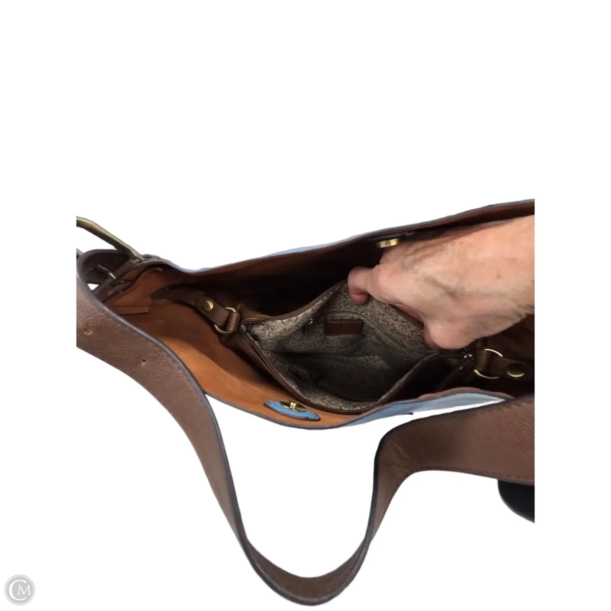 Handbag Leather By Joy, Size: Medium