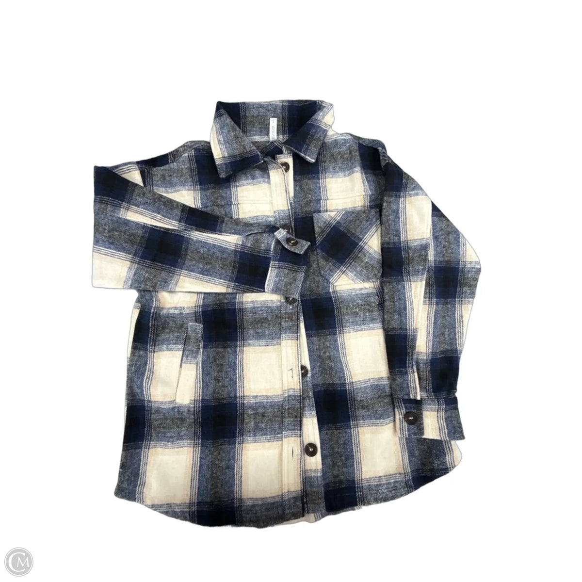 Jacket Shirt By Zenana In Plaid Pattern, Size: S