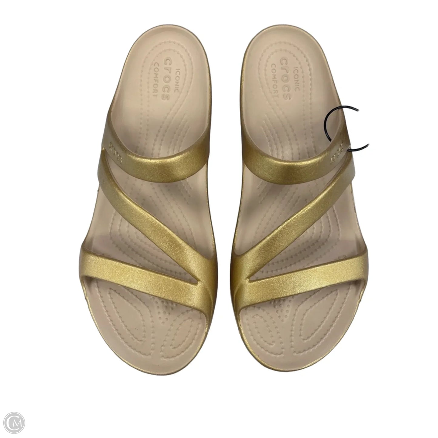 Sandals Flats By Crocs In Gold, Size: 10