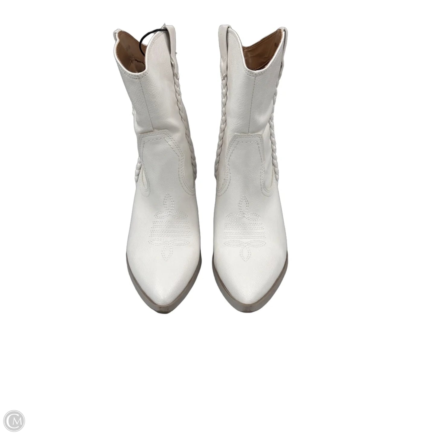 Boots Ankle Heels By Cme In White, Size: 7