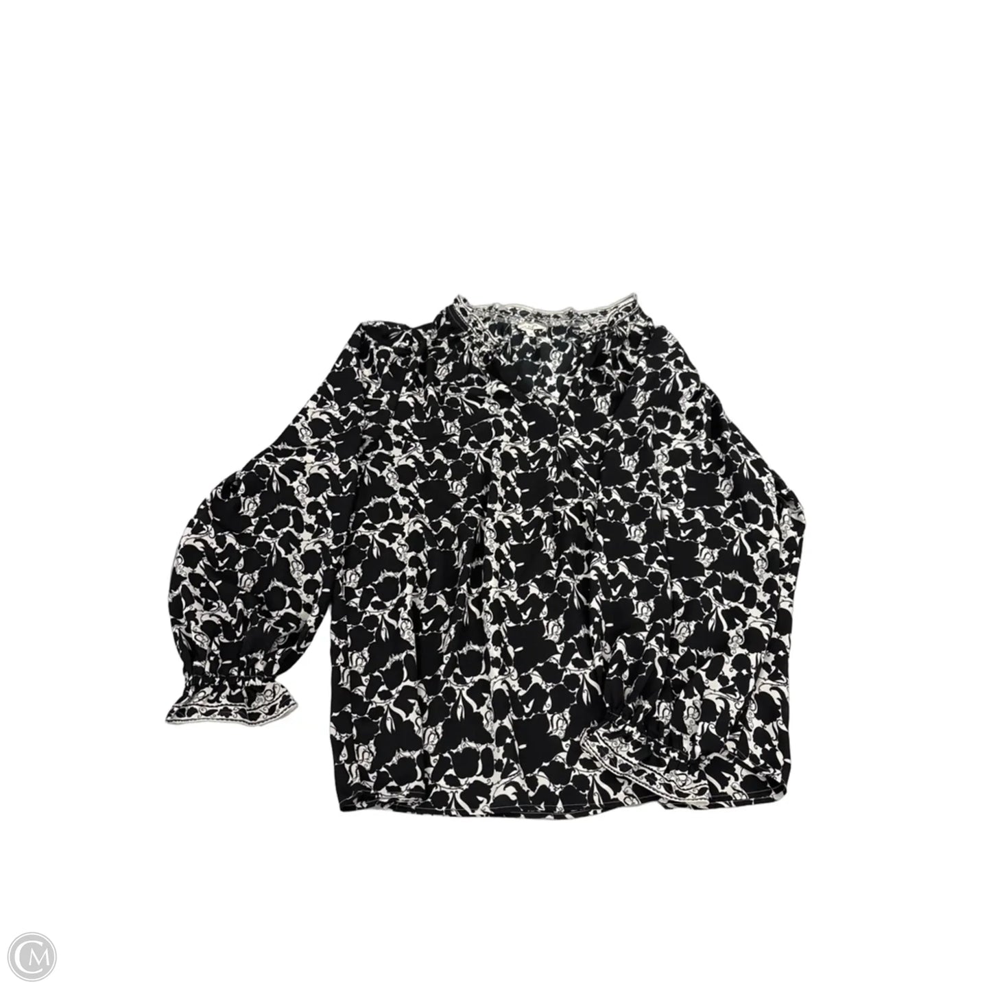 Top Long Sleeve By Max Studio In Black & White, Size: 1x