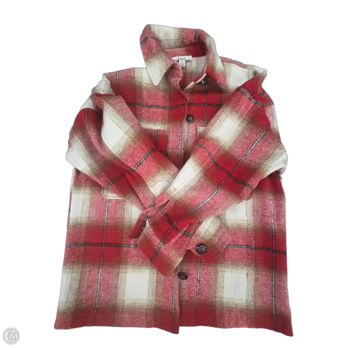 Jacket Shirt By C By One In Red & White, Size: Sp