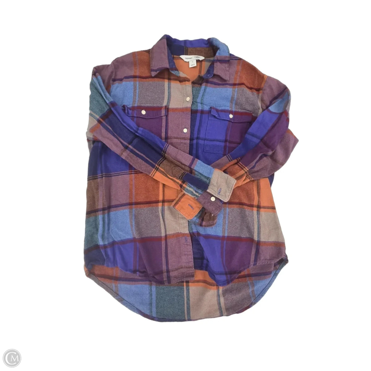 Top Long Sleeve By Old Navy In Plaid Pattern, Size: S