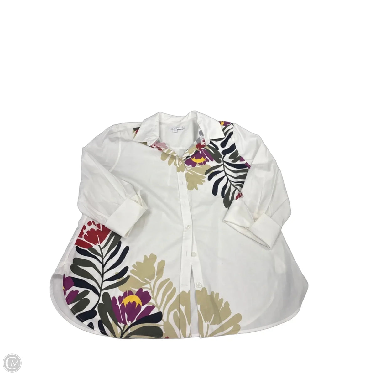 Top Long Sleeve By Chicos In White, Size: L