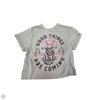 Top Short Sleeve By Cme In Tan, Size: S