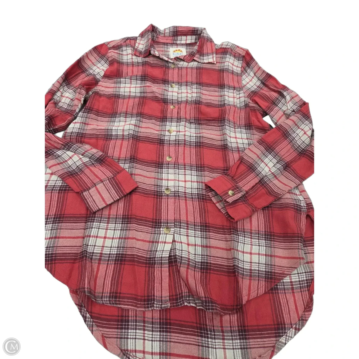 Top Long Sleeve By C And C In Red & White, Size: M