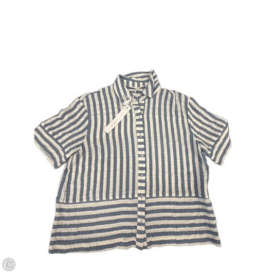 Top Short Sleeve By Jane And Delancey In Blue & White, Size: S