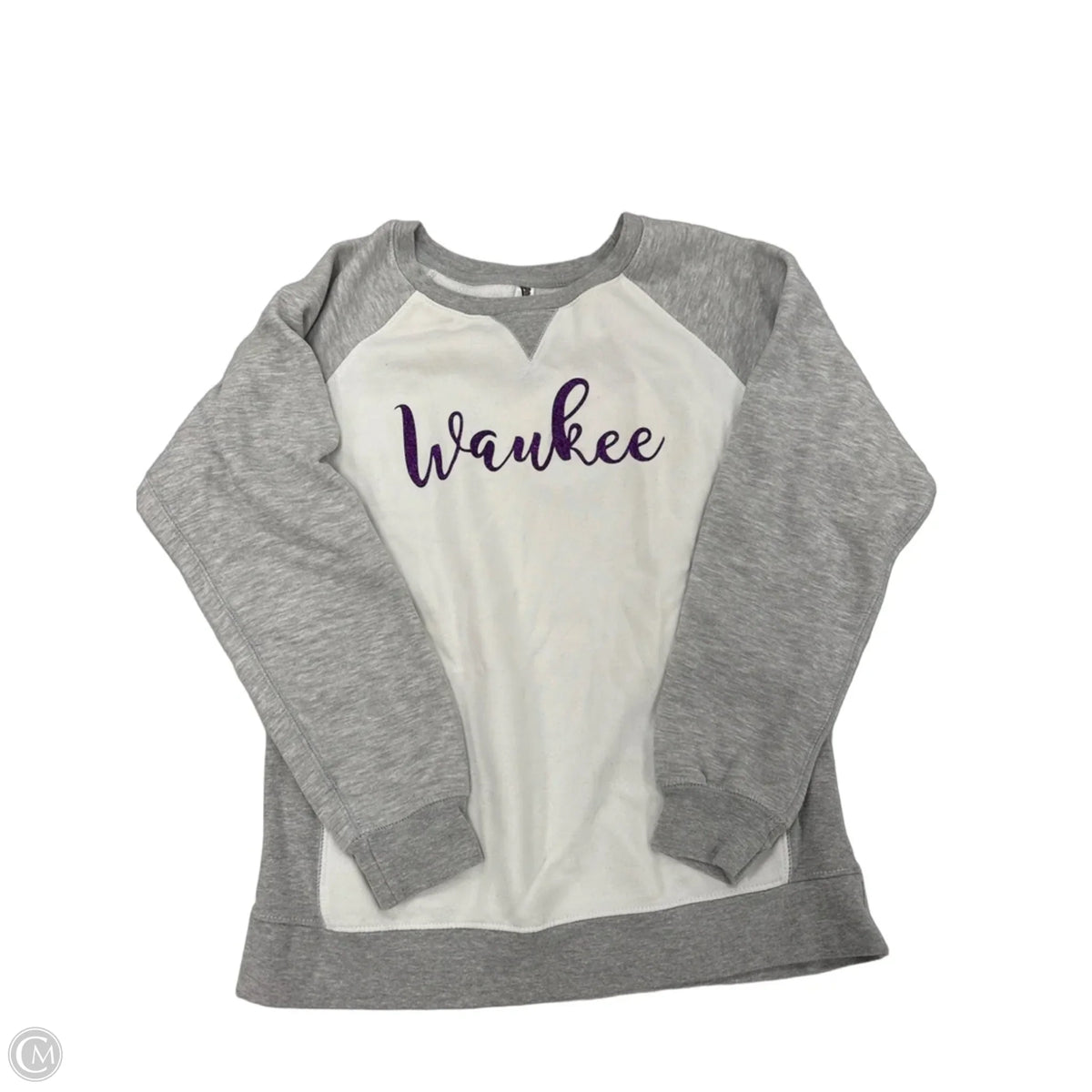 Top Long Sleeve By Cme In Grey & White, Size: M