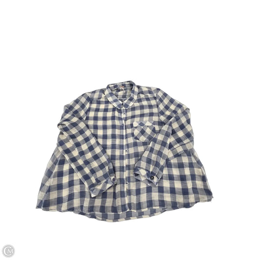 Top Long Sleeve By Free People In Blue & Cream, Size: M