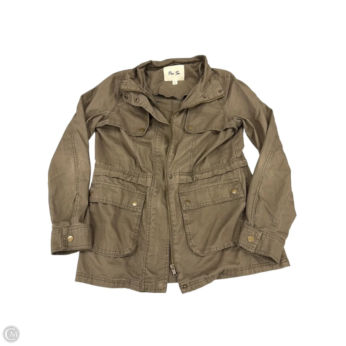 Jacket Utility By Per Se In Brown, Size: M