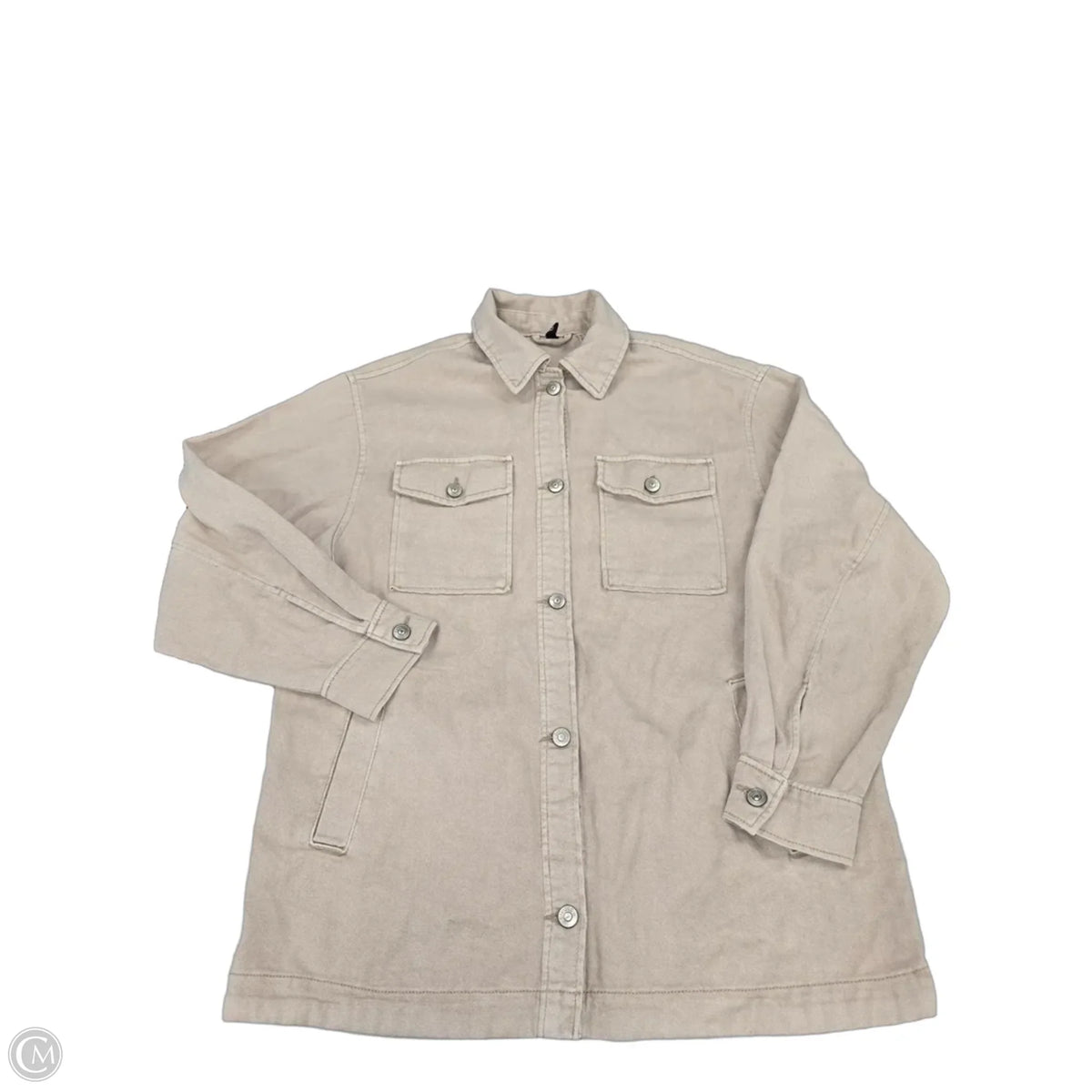 Jacket Shirt By Divided In Beige, Size: Xs