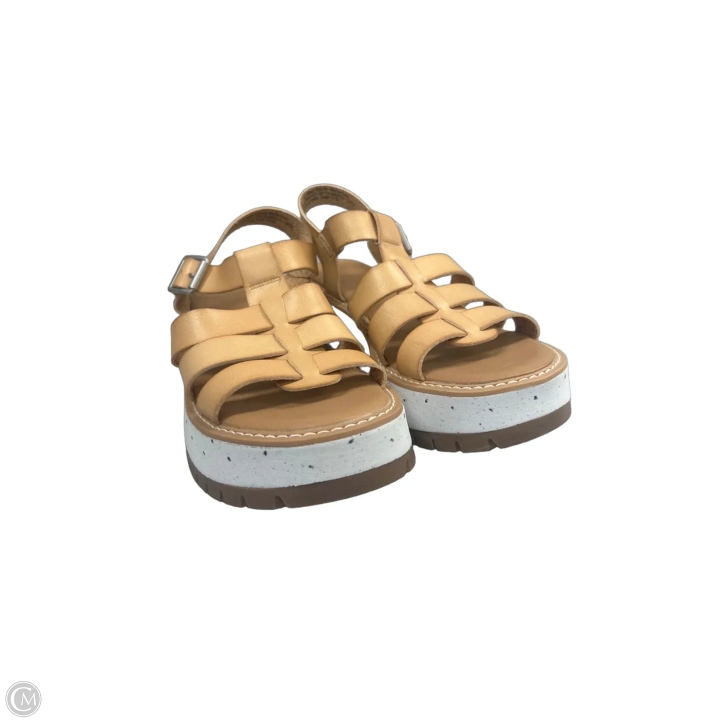 Sandals Heels Wedge By Universal Thread In Tan & White, Size: 9