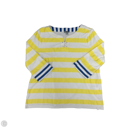 Top Short Sleeve By Talbots In White & Yellow, Size: Xlp