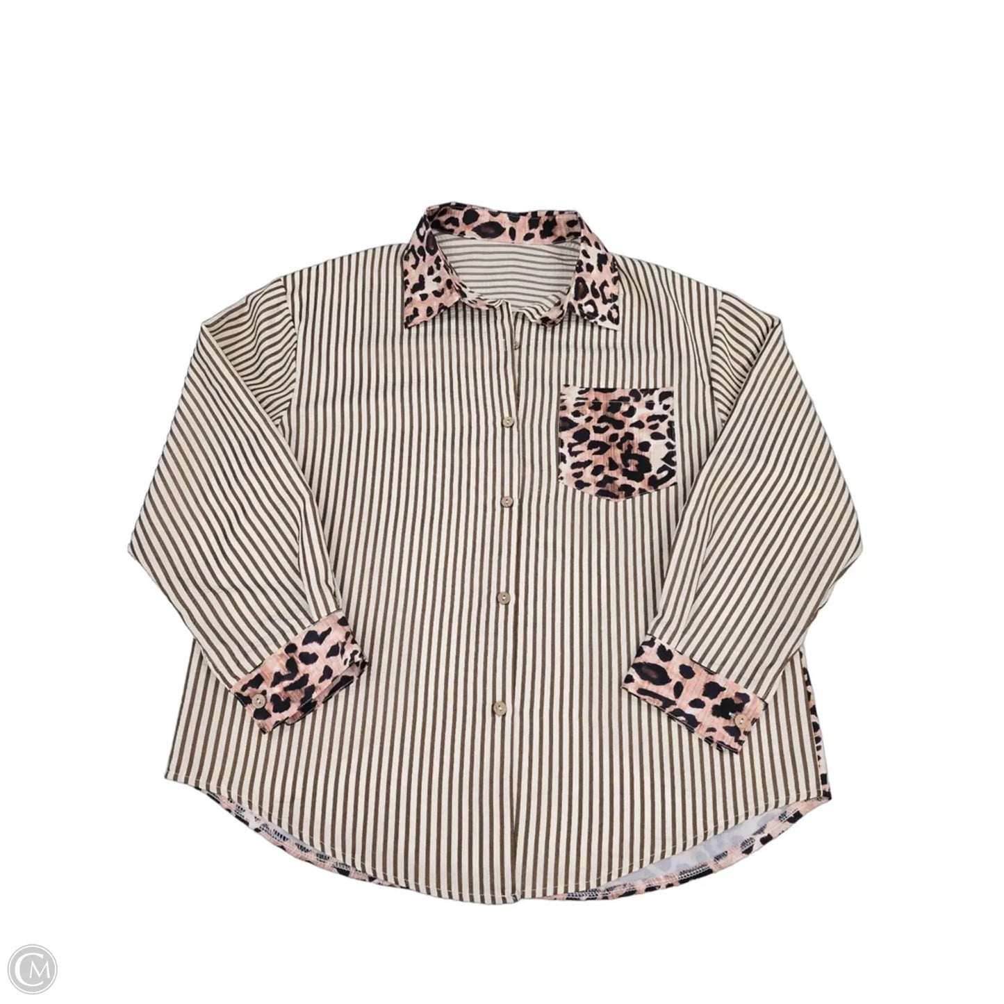 Top Long Sleeve By Cmf In Animal Print, Size: L