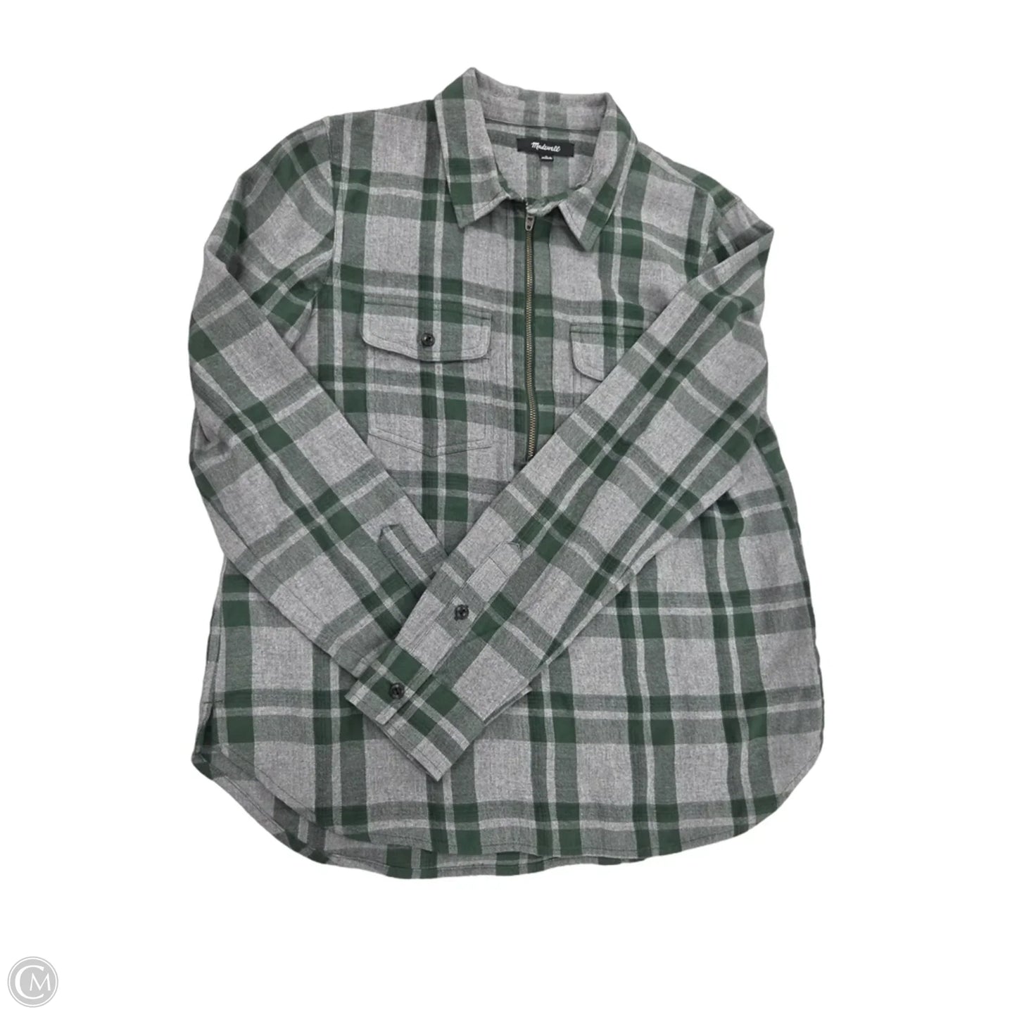 Top Long Sleeve By Madewell In Plaid Pattern, Size: M