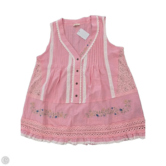 Top Sleeveless By Pol In Pink, Size: L