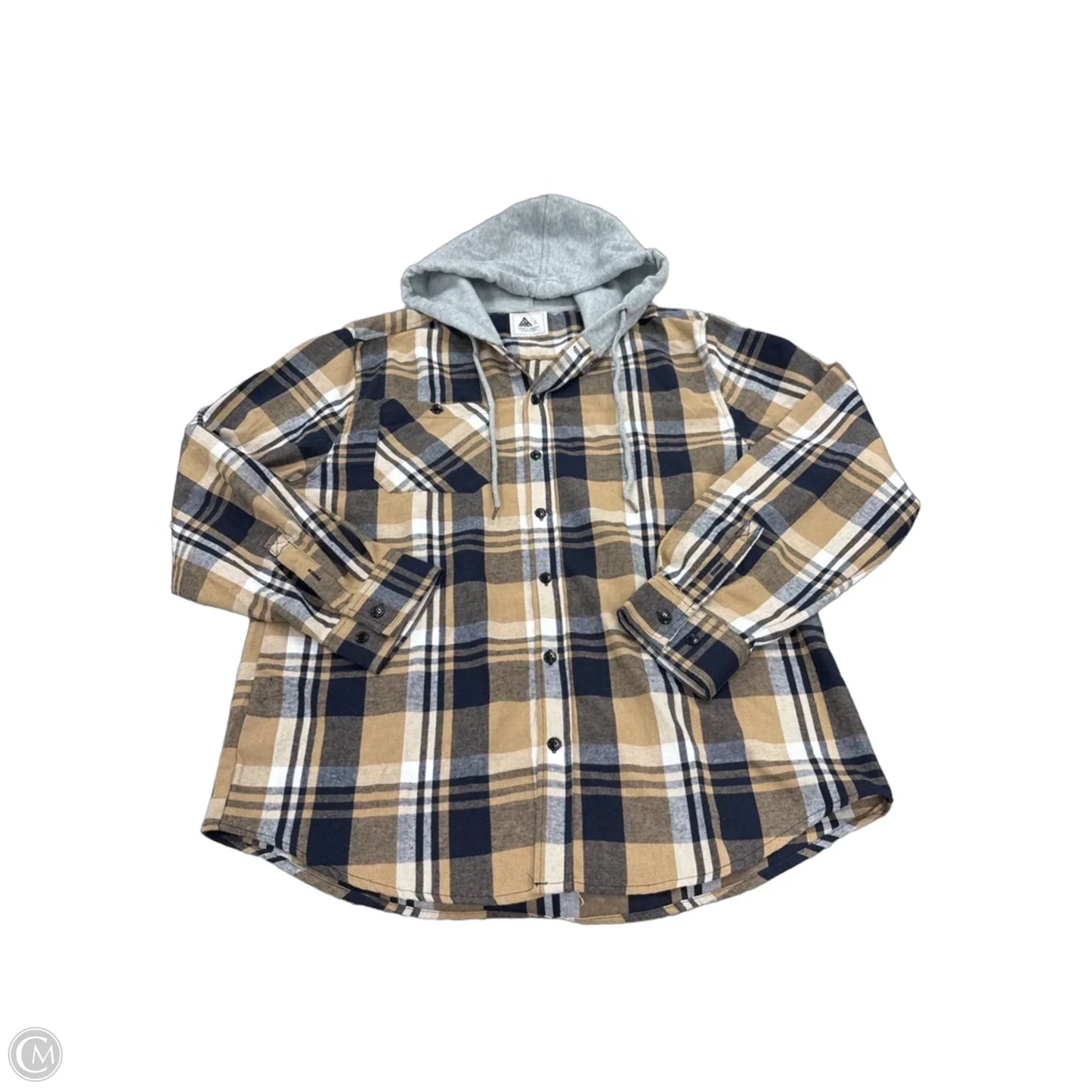 Top Long Sleeve By Cme In Plaid Pattern, Size: L