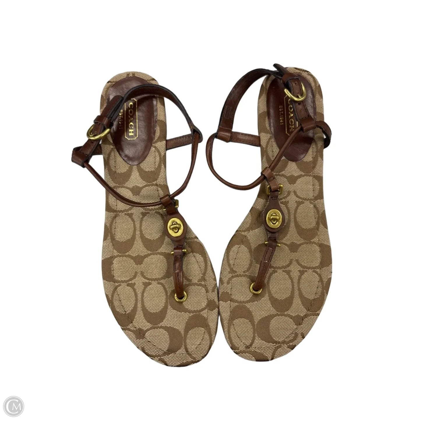 Sandals Designer By Coach In Brown, Size: 8.5