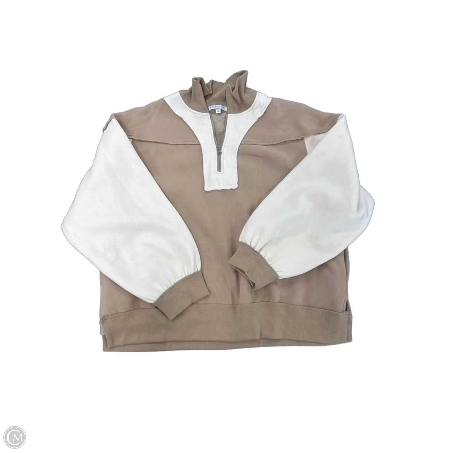 Sweatshirt Collar By Chicsoul In Brown & Cream, Size: 1x