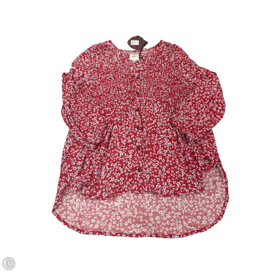Top 3/4 Sleeve By Knox Rose In Red, Size: M