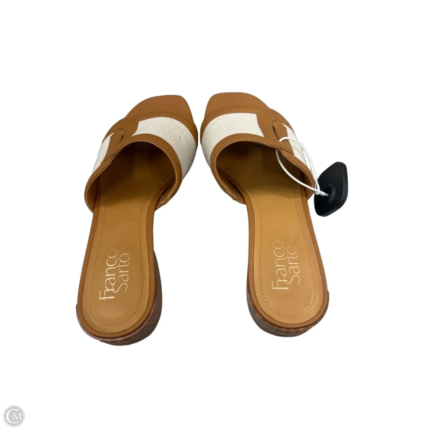 Sandals Heels Block By Franco Sarto In Tan & White, Size: 7