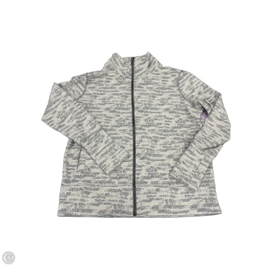 Athletic Top Long Sleeve Collar By Zyia In Grey & White, Size: M