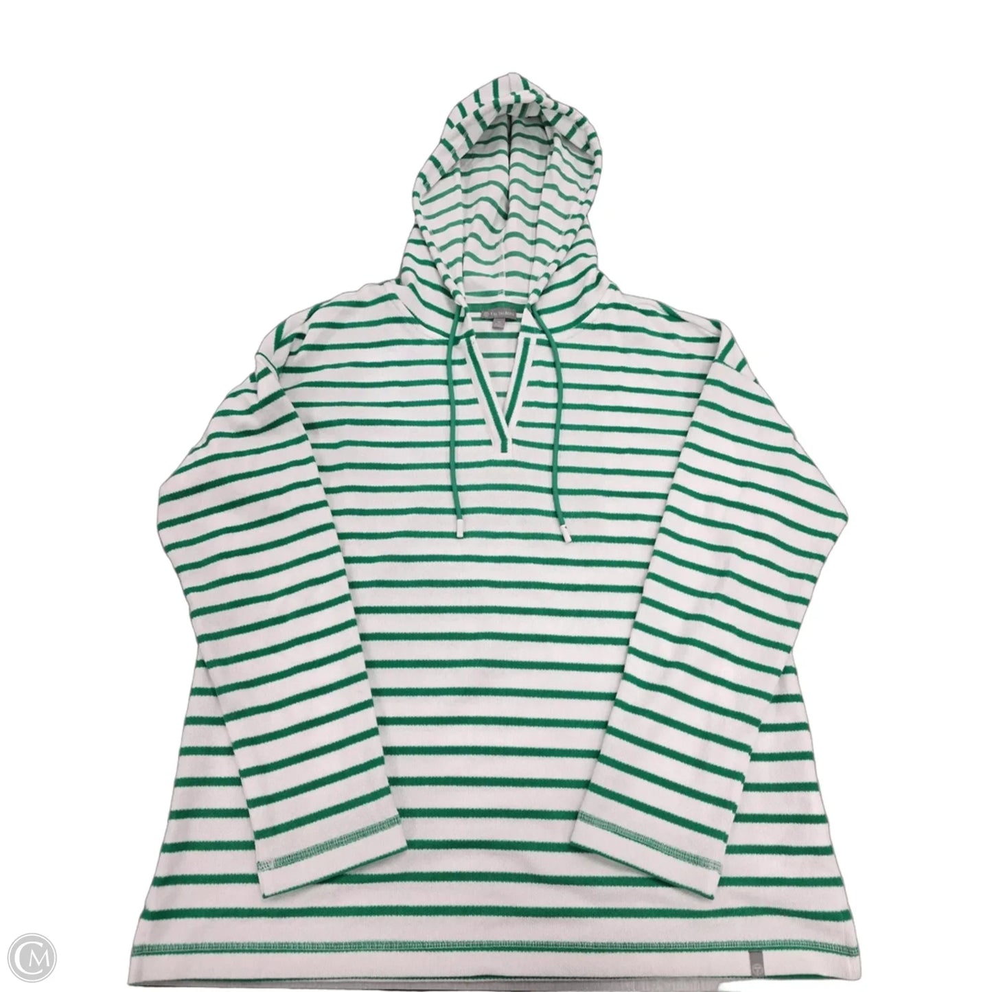 Top Long Sleeve By Talbots In Green & White, Size: M