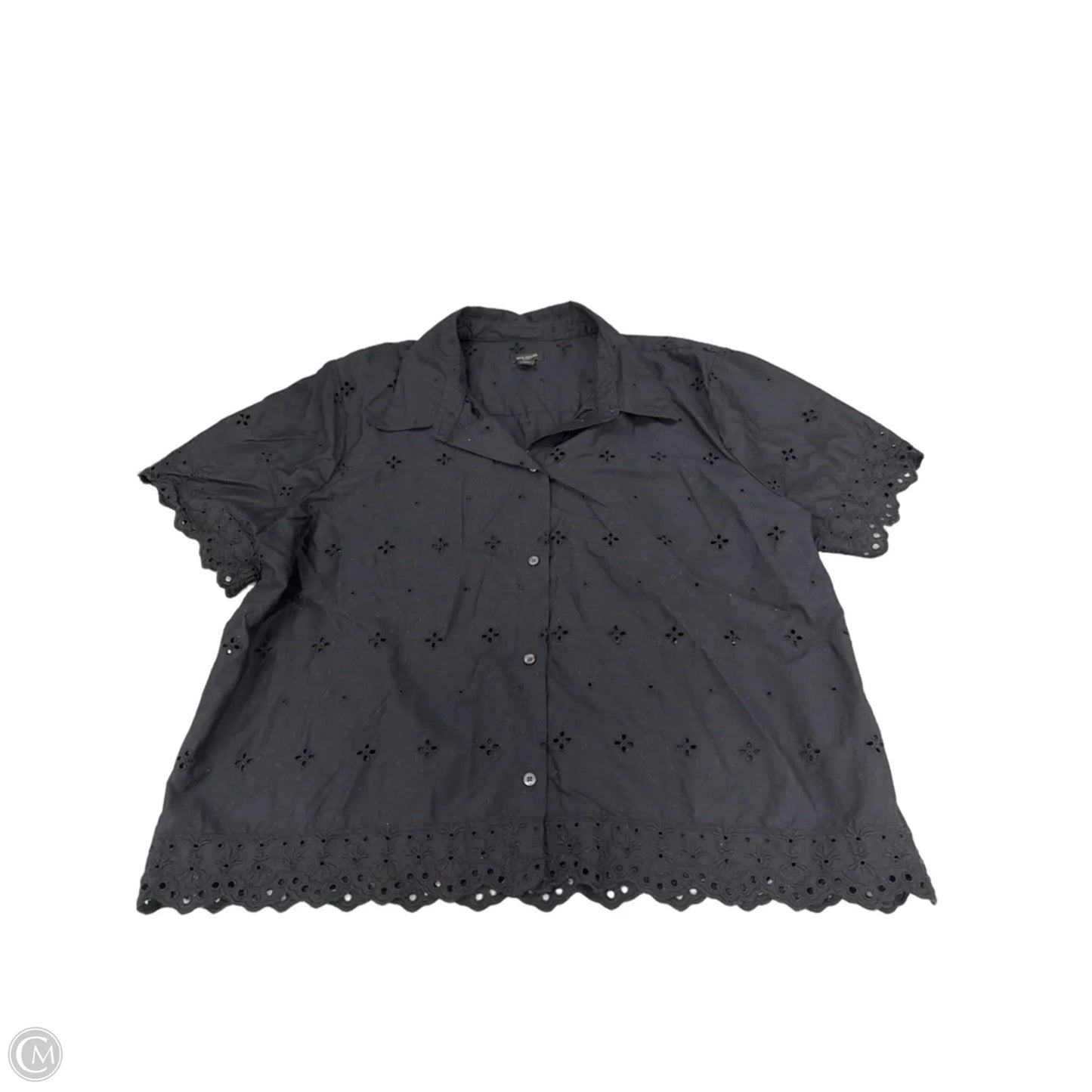 Top Short Sleeve By Ann Taylor In Black, Size: Xl