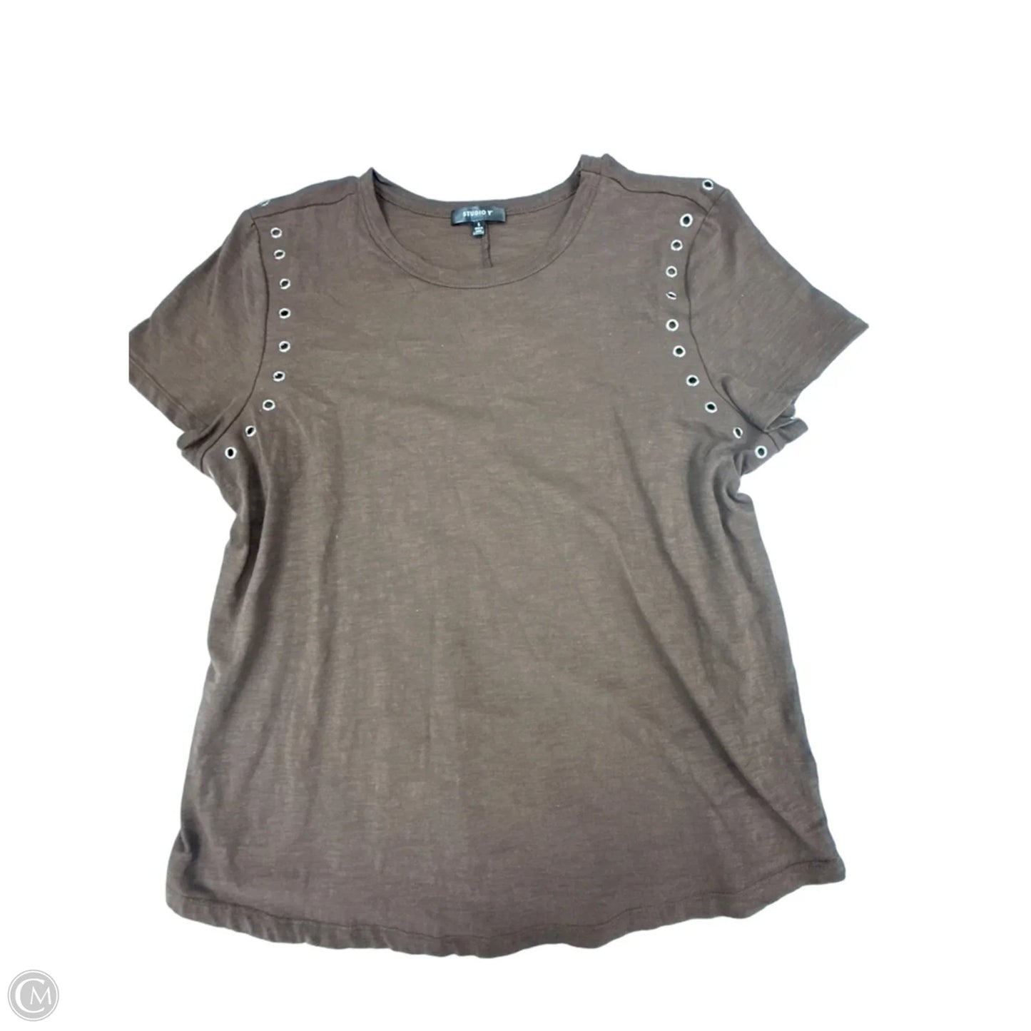 Top Short Sleeve By Studio In Brown, Size: L