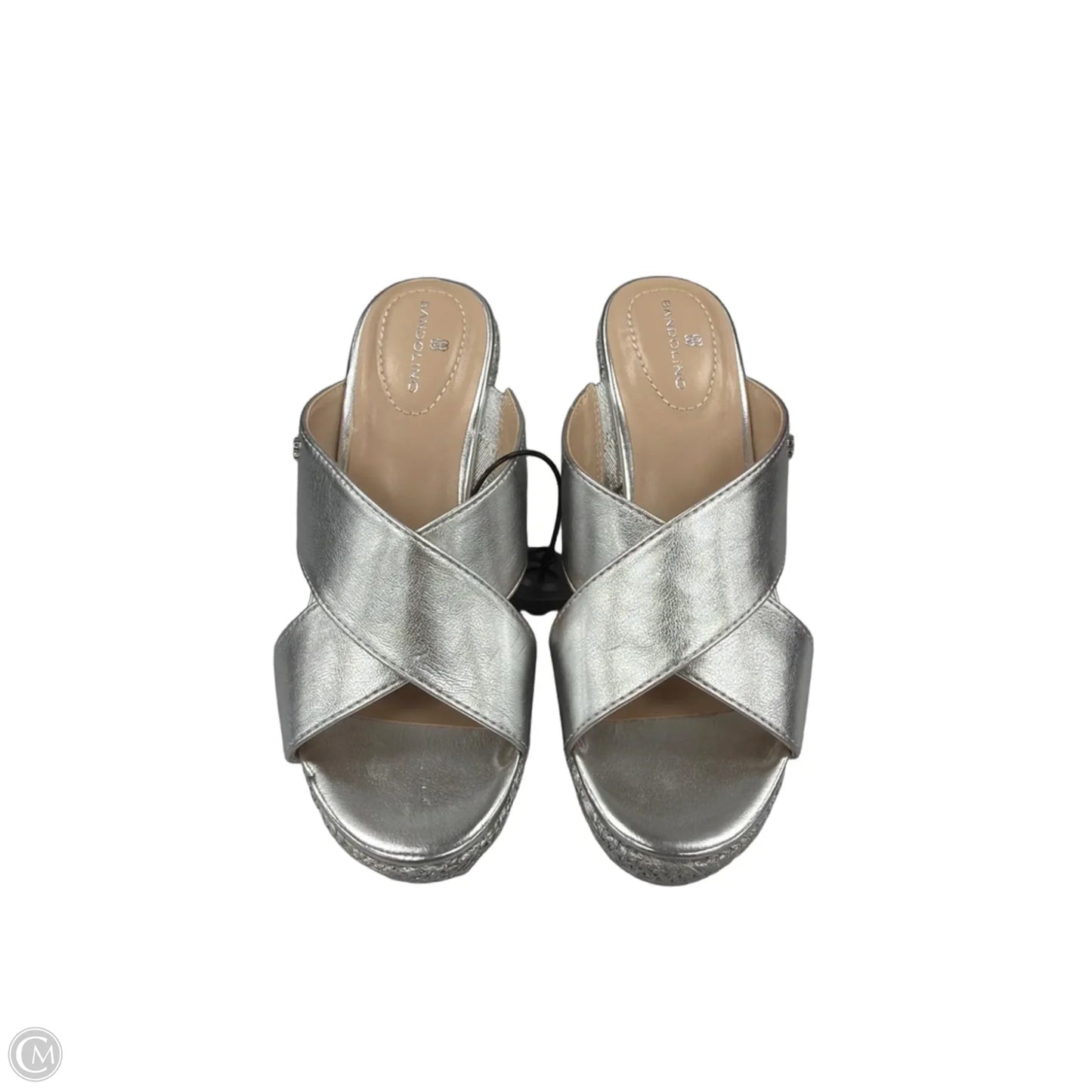 Sandals Heels Wedge By Bandolino In Silver, Size: 7